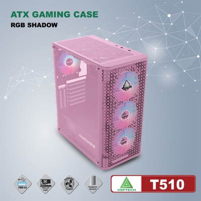 CASE VSPTECH ATX GAMING T510 - PINK